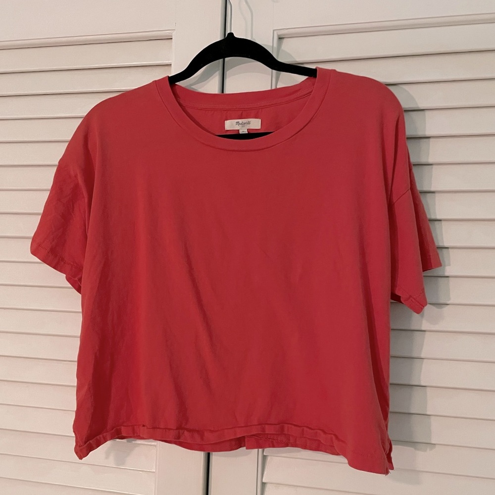 Madewell Coral oversized crop tshirt